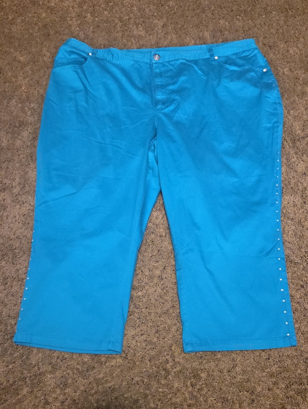 Cropped Stretch Pull-On Pants in Bright Teal